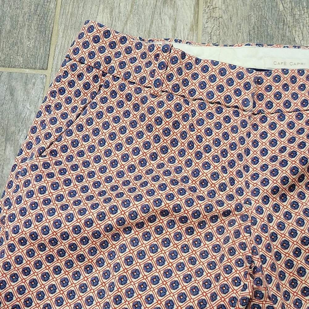 J.CREW Cafe Capri Pants Flower Print Size 00 - Picture 5 of 6